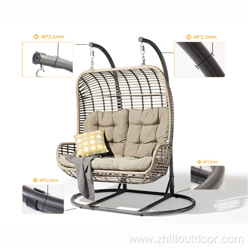 Family Outdoor Furniture Garden Rattan Double Swing Chair